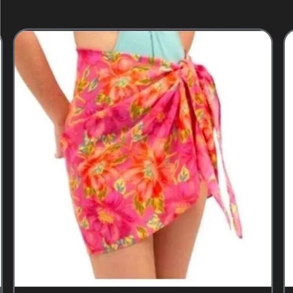 Beach Riot pink floral Melanie short mini sarong bathing suit cover one size - Picture 1 of 2